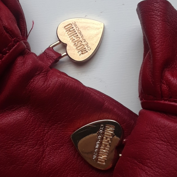 MOSCHINO LEATHER/CASHMERE GLOVES - Picture 2 of 6